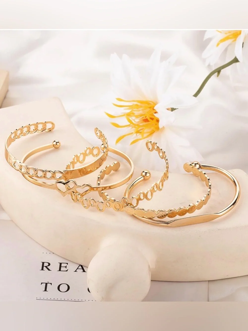 NWT~12pc 14K Gold Stackable Statement Bangle Cuff Bracelet Set